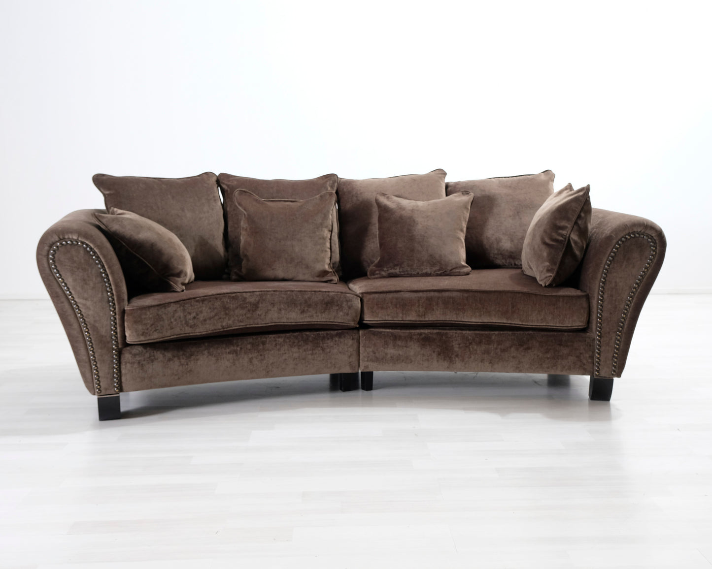 3-sits sammetssoffa brun