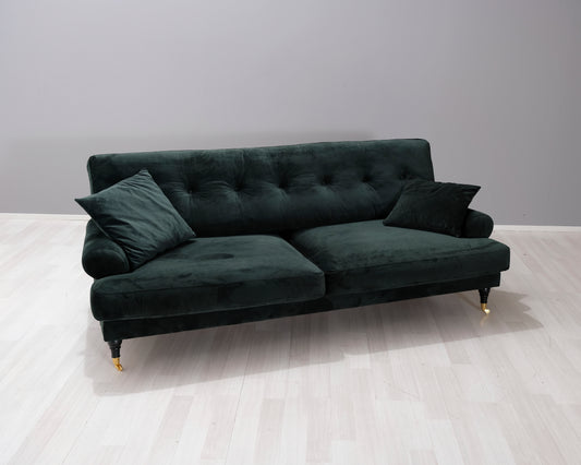 3-sits sammetssoffa mörkgrön