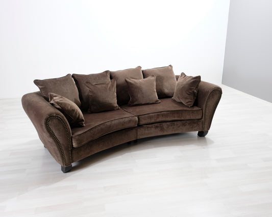 3-sits sammetssoffa brun